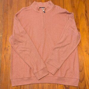 MAGASCHONI Men’s Orange Heather Quarter-Zip Ribbed Pullover Sweater – Size XL